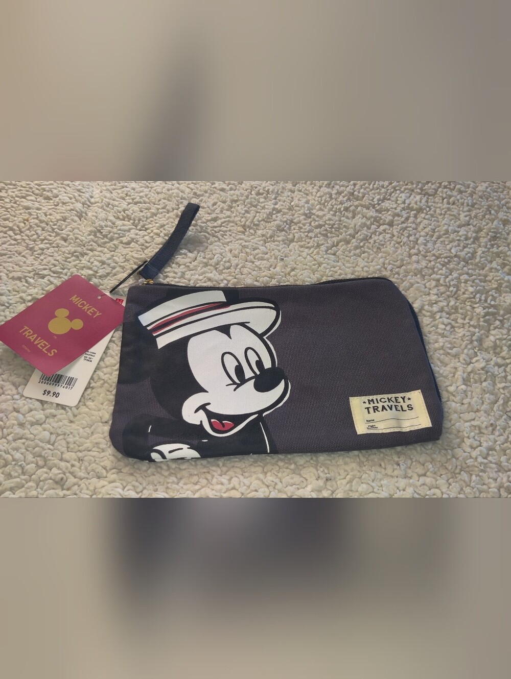 UNIQLO X Disney Travels Canvas Pouch Dark Grey